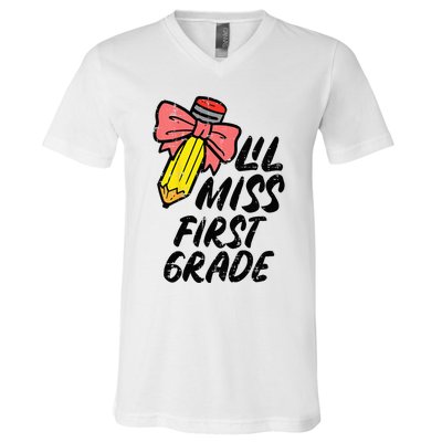 Lil Miss First Grade 1st Back To First Day Of School V-Neck T-Shirt