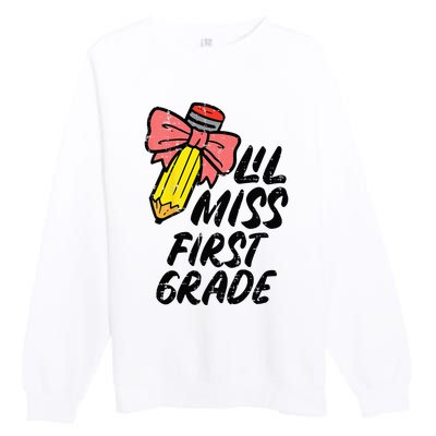 Lil Miss First Grade 1st Back To First Day Of School Premium Crewneck Sweatshirt