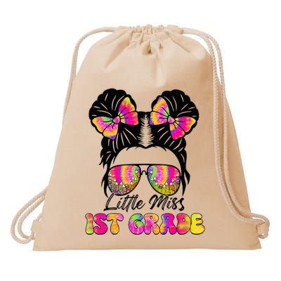 Little Miss First 1st Grade Messy Bun Back To School Drawstring Bag