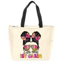 Little Miss First 1st Grade Messy Bun Back To School Zip Tote Bag