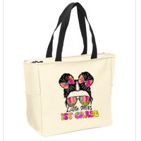 Little Miss First 1st Grade Messy Bun Back To School Zip Tote Bag
