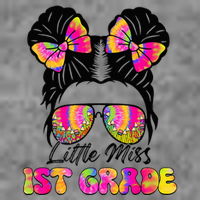 Little Miss First 1st Grade Messy Bun Back To School Tall Hoodie