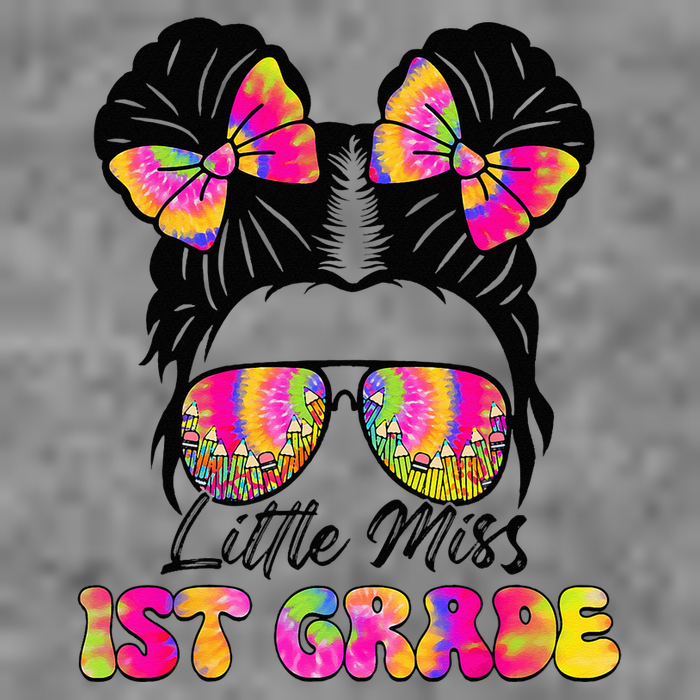 Little Miss First 1st Grade Messy Bun Back To School Tall Hoodie