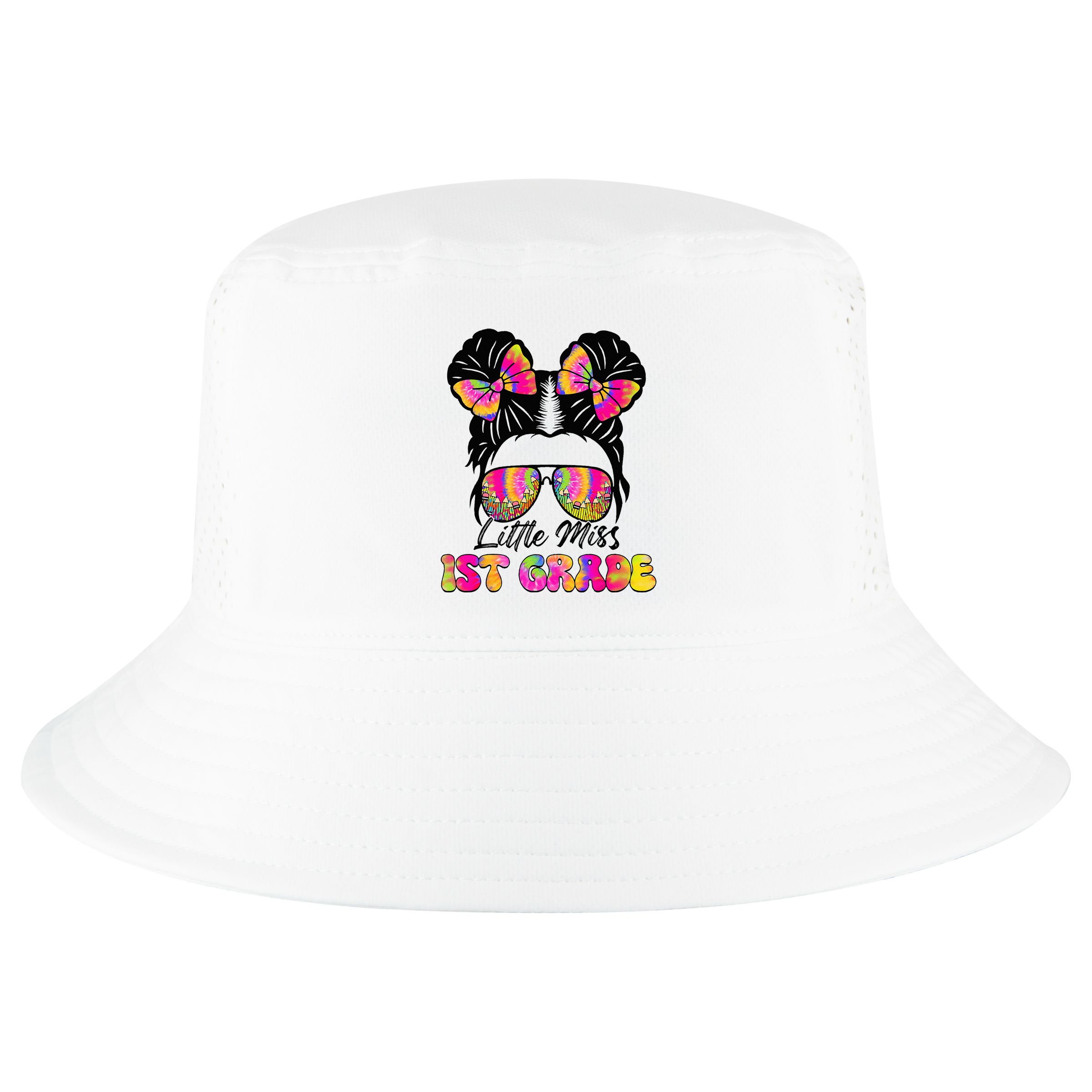 Little Miss First 1st Grade Messy Bun Back To School Cool Comfort Performance Bucket Hat