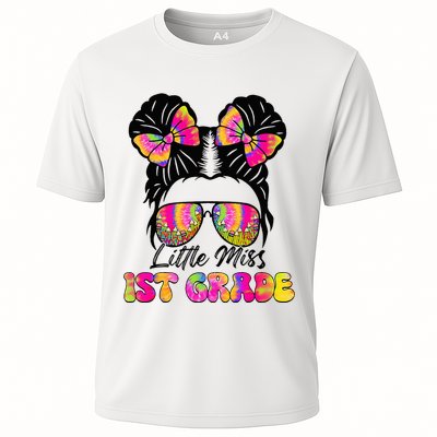 Little Miss First 1st Grade Messy Bun Back To School Performance Shirt