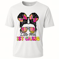 Little Miss First 1st Grade Messy Bun Back To School Performance Shirt