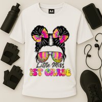 Little Miss First 1st Grade Messy Bun Back To School Performance Shirt