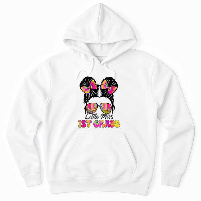 Little Miss First 1st Grade Messy Bun Back To School Hoodie