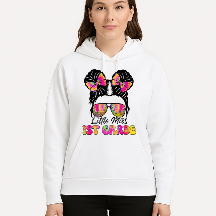 Little Miss First 1st Grade Messy Bun Back To School Hoodie