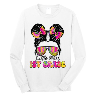 Little Miss First 1st Grade Messy Bun Back To School Long Sleeve Shirt