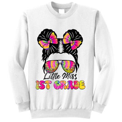 Little Miss First 1st Grade Messy Bun Back To School Sweatshirt