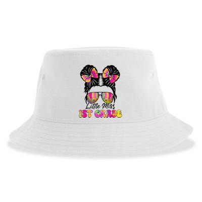 Little Miss First 1st Grade Messy Bun Back To School Sustainable Bucket Hat