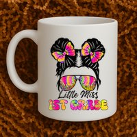 Little Miss First 1st Grade Messy Bun Back To School Mug