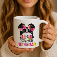 Little Miss First 1st Grade Messy Bun Back To School Mug