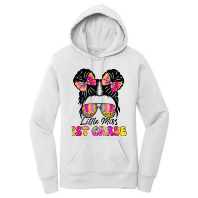 Little Miss First 1st Grade Messy Bun Back To School Women's Pullover Hoodie