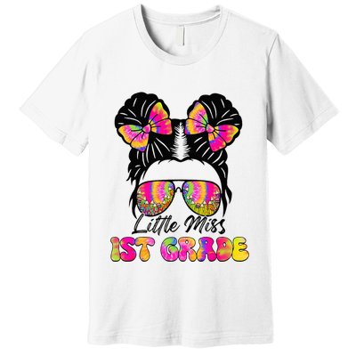 Little Miss First 1st Grade Messy Bun Back To School Premium T-Shirt
