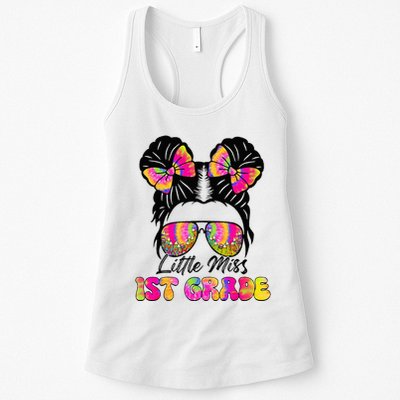 Little Miss First 1st Grade Messy Bun Back To School Womens Tank Top