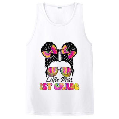Little Miss First 1st Grade Messy Bun Back To School PosiCharge Competitor Tank