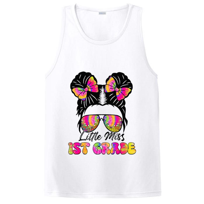 Little Miss First 1st Grade Messy Bun Back To School PosiCharge Competitor Tank