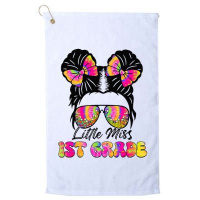 Little Miss First 1st Grade Messy Bun Back To School Golf Towel
