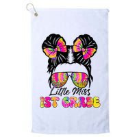 Little Miss First 1st Grade Messy Bun Back To School Golf Towel