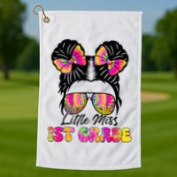 Little Miss First 1st Grade Messy Bun Back To School Golf Towel