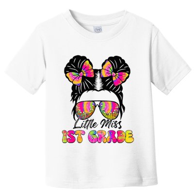Little Miss First 1st Grade Messy Bun Back To School Toddler T-Shirt