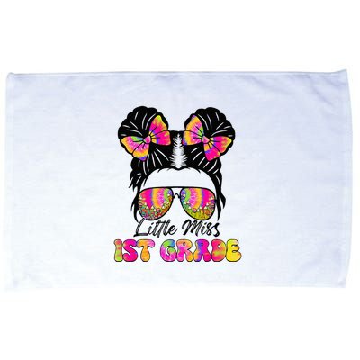 Little Miss First 1st Grade Messy Bun Back To School Microfiber Hand Towel
