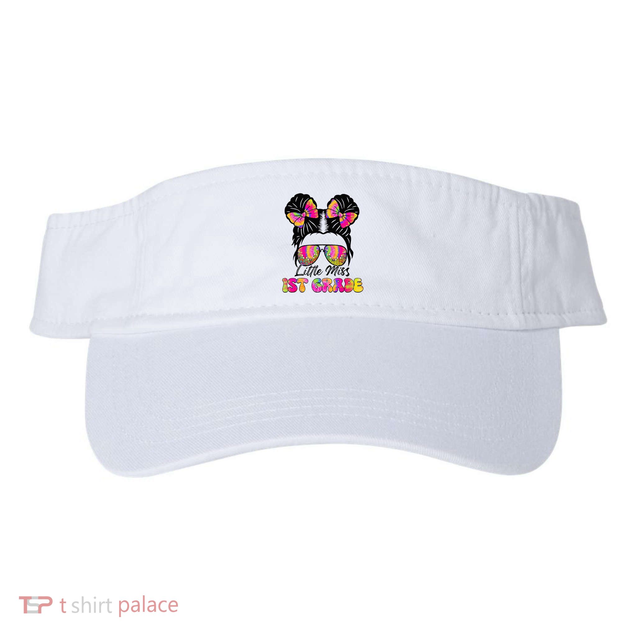 Little Miss First 1st Grade Messy Bun Back To School Visor