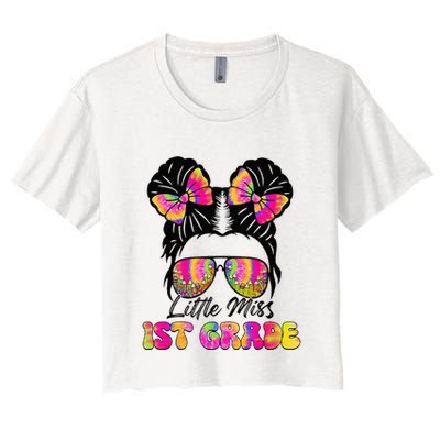 Little Miss First 1st Grade Messy Bun Back To School Crop Top