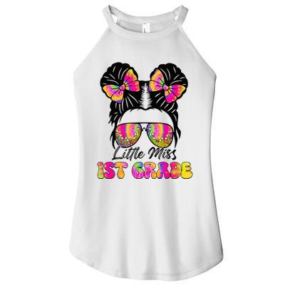Little Miss First 1st Grade Messy Bun Back To School Women's Perfect Tri Rocker Tank