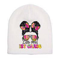 Little Miss First 1st Grade Messy Bun Back To School Short Acrylic Beanie