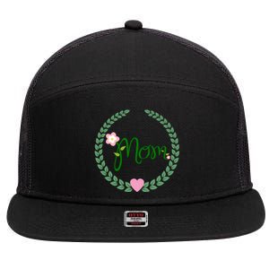 Love Mom Floral Best Happy MotherS Day Gift 7 Panel Mesh Trucker Snapback Hat