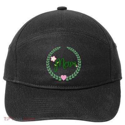 Love Mom Floral Best Happy MotherS Day Gift 7-Panel Snapback Hat