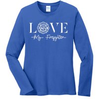 Love My Firefighter Wife Friend Gift Ladies Long Sleeve Shirt