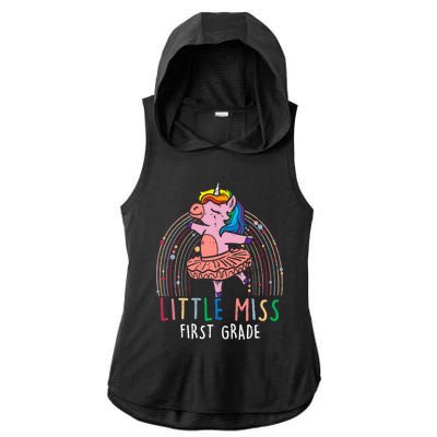 Little Miss First 1St Grade Unicorn Back To School Gift Ladies PosiCharge Tri-Blend Wicking Draft Hoodie Tank