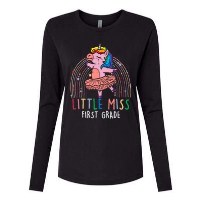 Little Miss First 1St Grade Unicorn Back To School Gift Womens Cotton Relaxed Long Sleeve T-Shirt