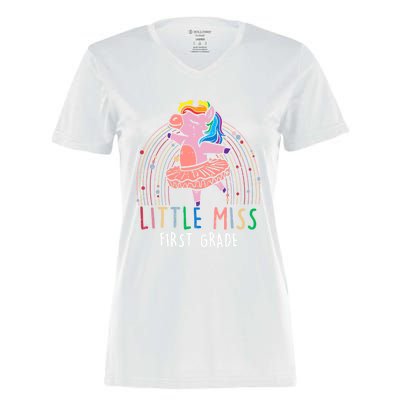 Little Miss First 1St Grade Unicorn Back To School Gift Women's Momentum V-Neck T-Shirt