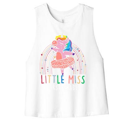 Little Miss First 1St Grade Unicorn Back To School Gift Women's Racerback Cropped Tank