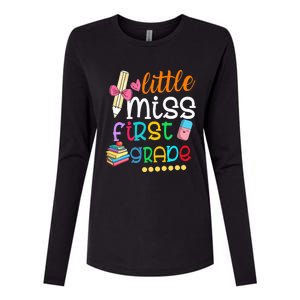 Little Miss First Grade Back To School 1st Grader Womens Cotton Relaxed Long Sleeve T-Shirt