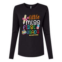 Little Miss First Grade Back To School 1st Grader Womens Cotton Relaxed Long Sleeve T-Shirt