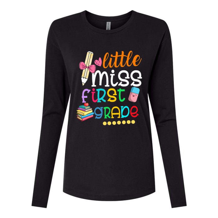 Little Miss First Grade Back To School 1st Grader Womens Cotton Relaxed Long Sleeve T-Shirt