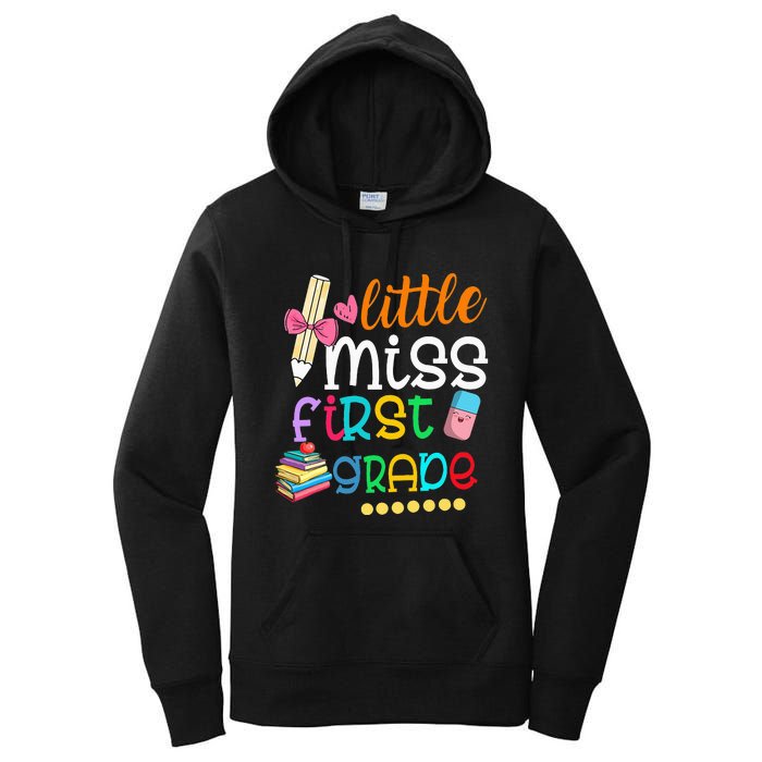 Little Miss First Grade Back To School 1st Grader Women's Pullover Hoodie