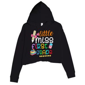 Little Miss First Grade Back To School 1st Grader Crop Fleece Hoodie