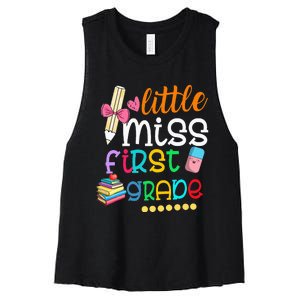 Little Miss First Grade Back To School 1st Grader Women's Racerback Cropped Tank