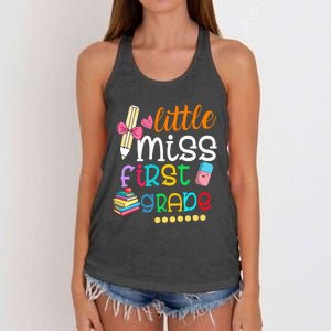 Little Miss First Grade Back To School 1st Grader Women's Knotted Racerback Tank