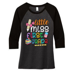 Little Miss First Grade Back To School 1st Grader Women's Tri-Blend 3/4-Sleeve Raglan Shirt