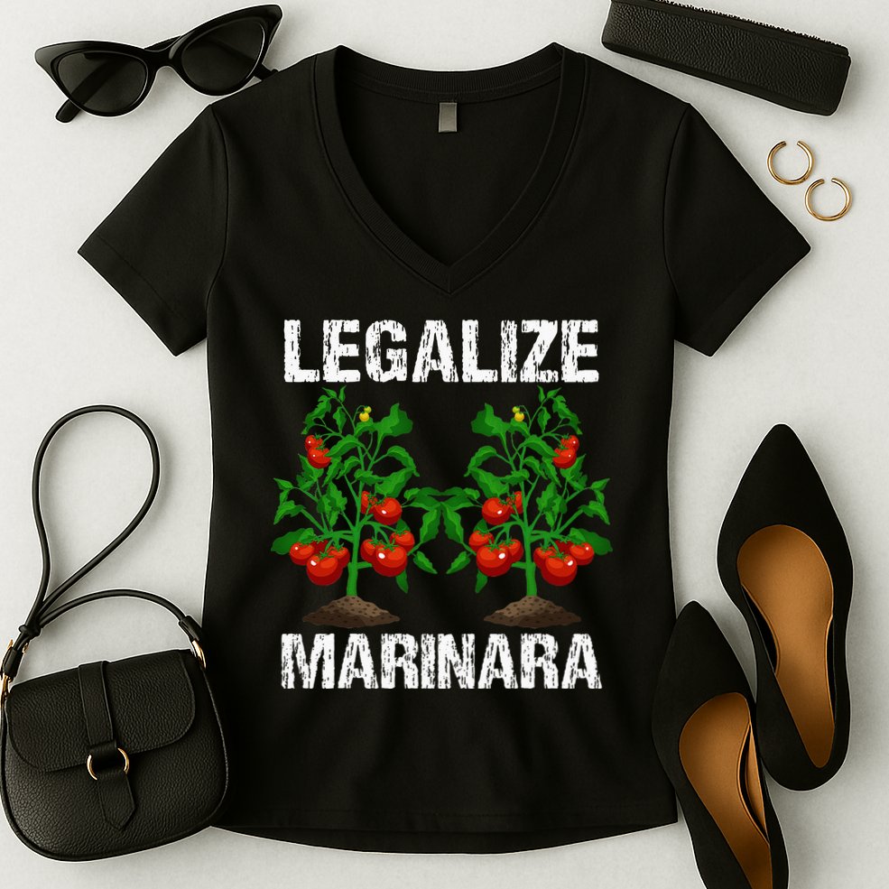 Legalize Marinara Funny Italian Food Parodie Tomato Sauce Women's V-Neck T-Shirt