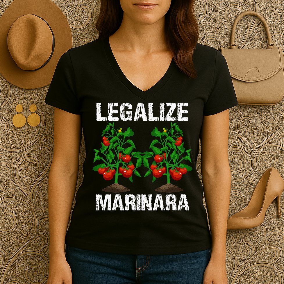 Legalize Marinara Funny Italian Food Parodie Tomato Sauce Women's V-Neck T-Shirt