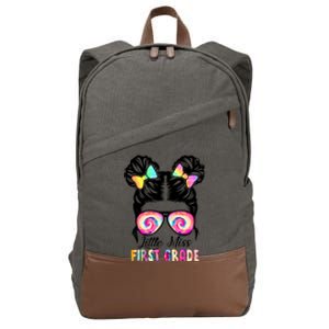 Little Miss First Grade Girls Back To School 1st Grade Cotton Canvas Backpack